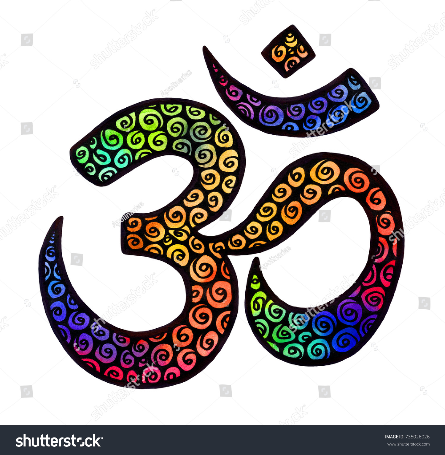 Om Aum Symbol Hinduism Watercolor Sign Stock Illustration 735026026