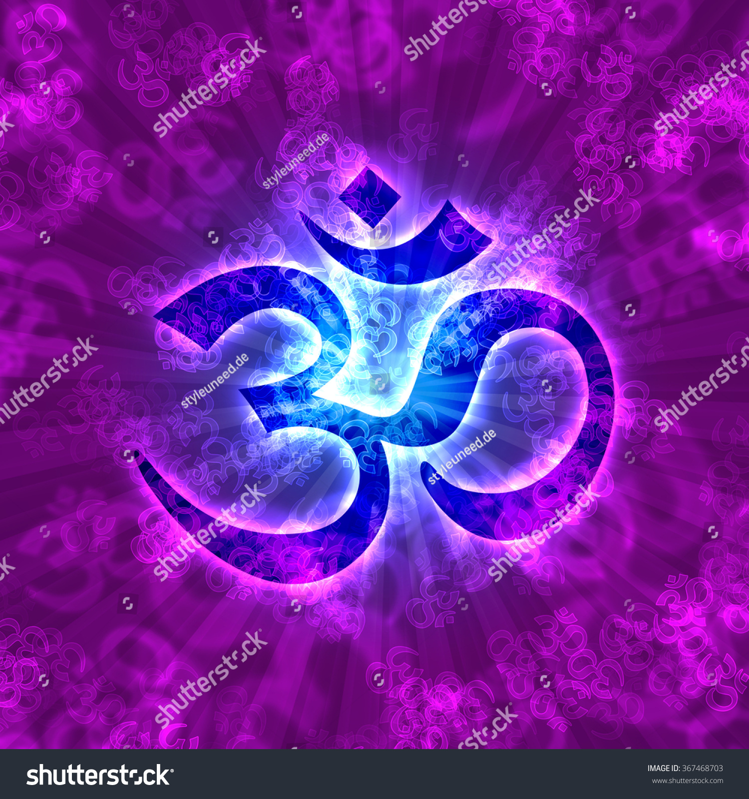 Om Sign Of Light Blue Purple Stock Photo 367468703 : Shutterstock