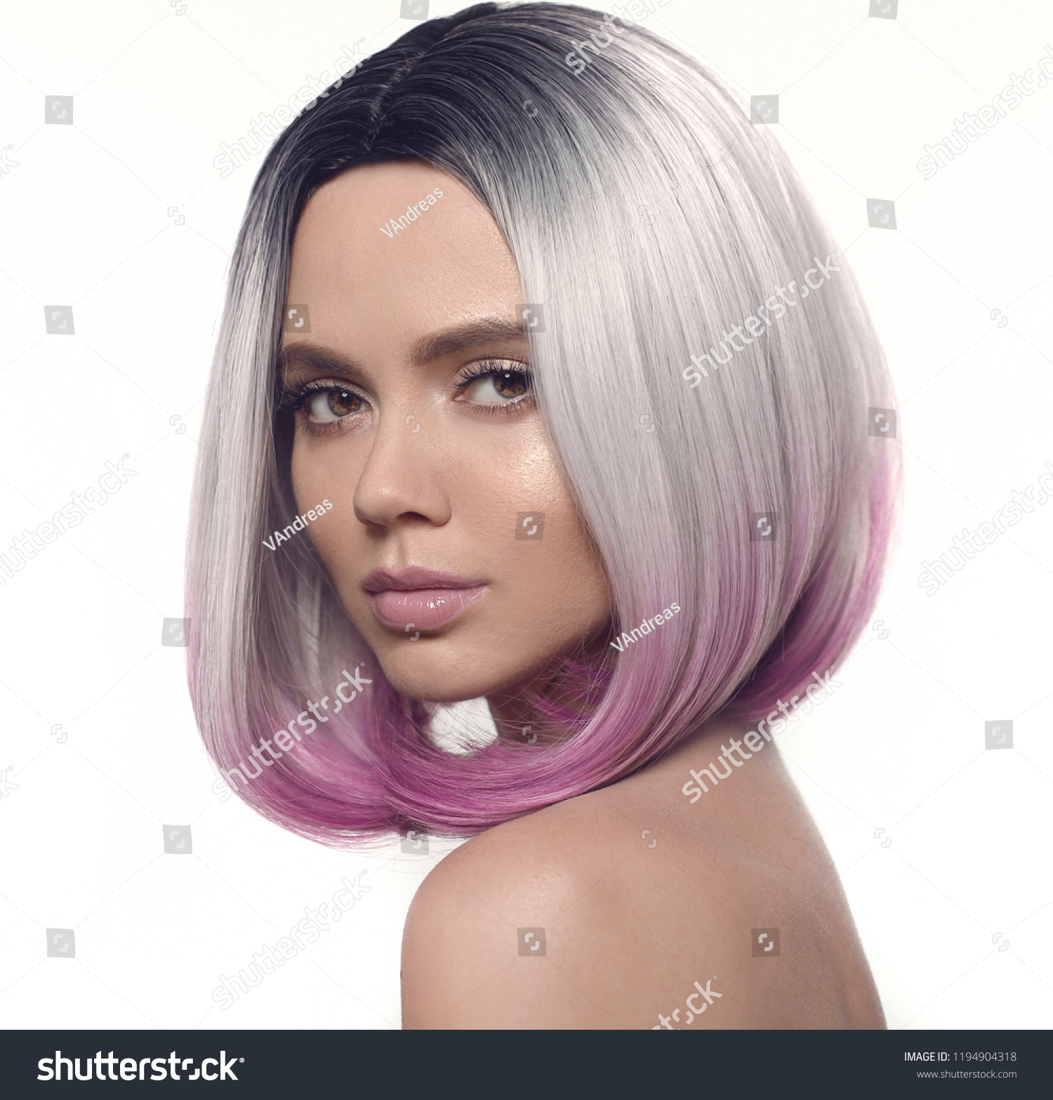 Ombre Bob Hairstyle Girl Portrait Beautiful Stock Photo Edit Now
