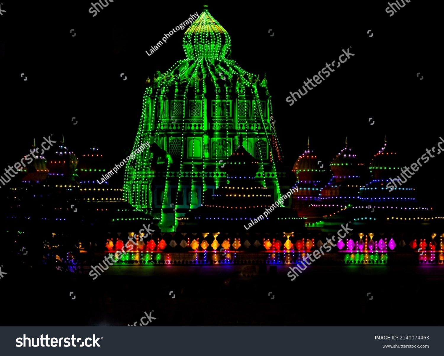 Omkareshwar Temple Colorful Night Led Lighting Stock Photo 2140074463 ...