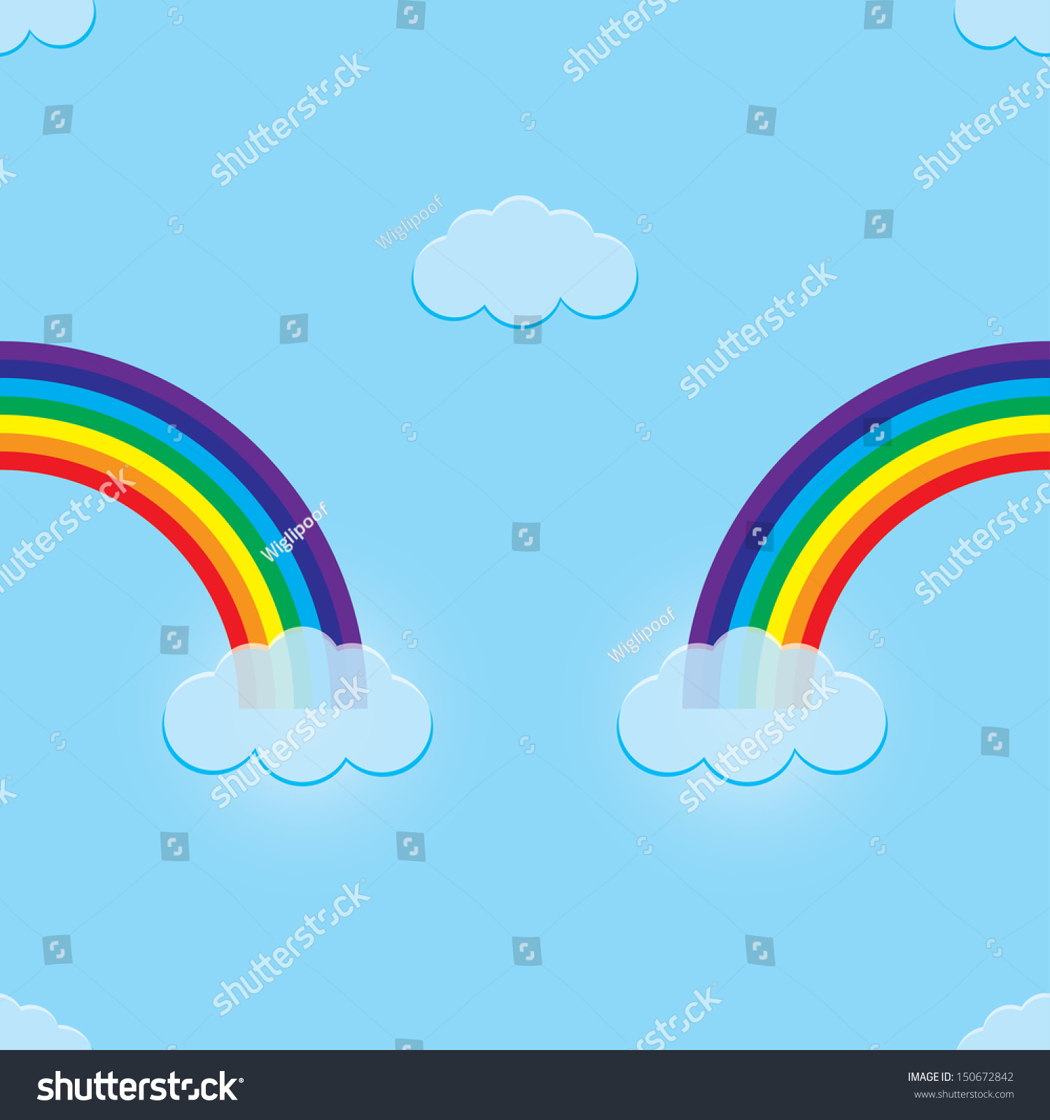 On Sunny Day Blue Sky Clouds Stock Illustration 150672842