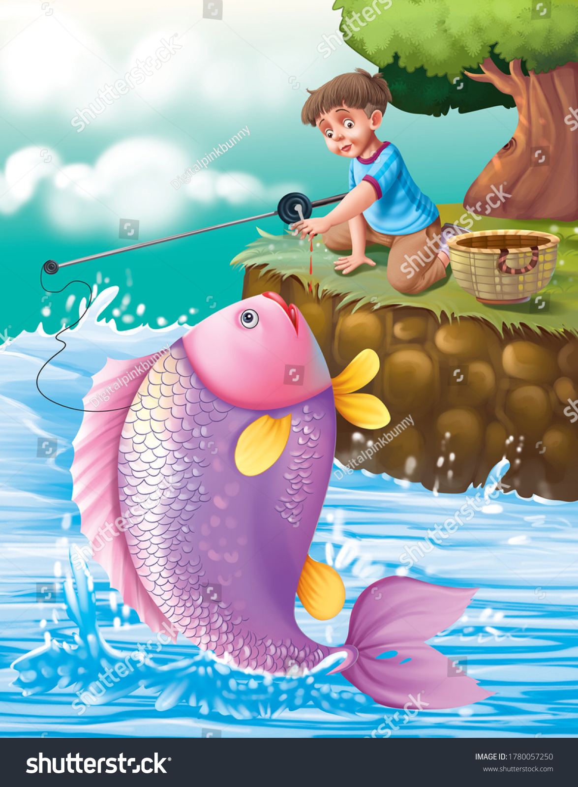 Once Caught Fish Alive Rhymes 3d Stock Illustration