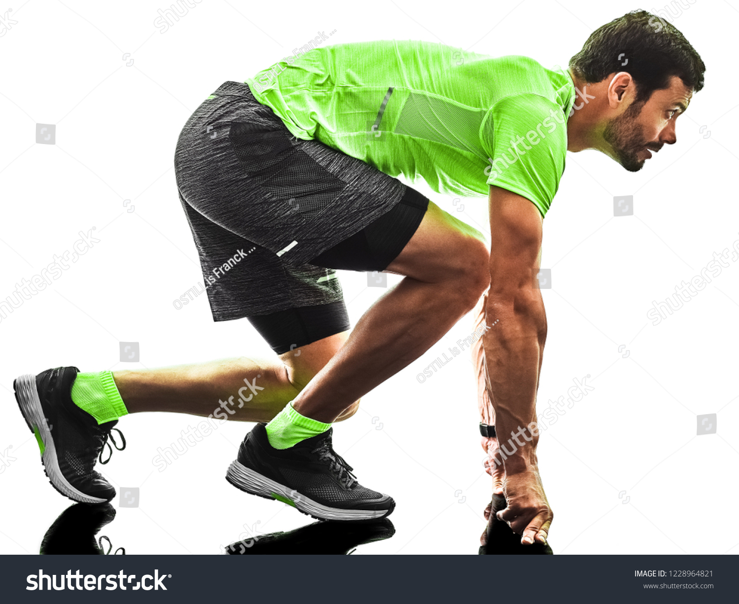  Soft Green Classic  Template Design Featuring One Caucasian Man Runner Running