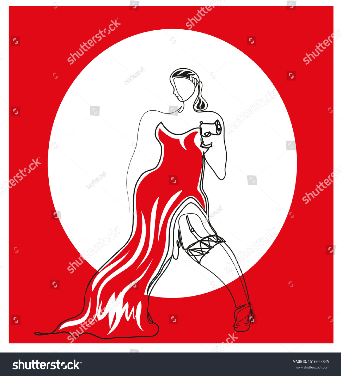 One Continuous Line Drawing Sexy Woman Stock Illustration 1616663845 Shutterstock