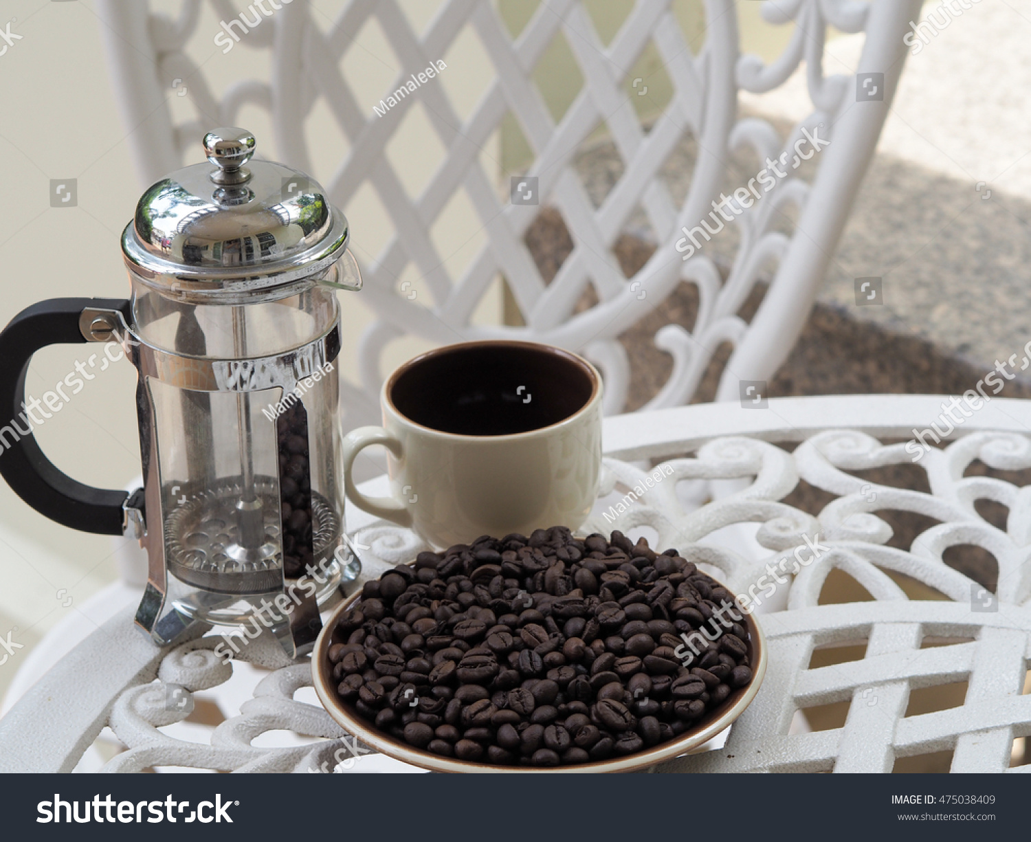 One Cup Coffee Coffee Beans On Stock Photo Edit Now 475038409