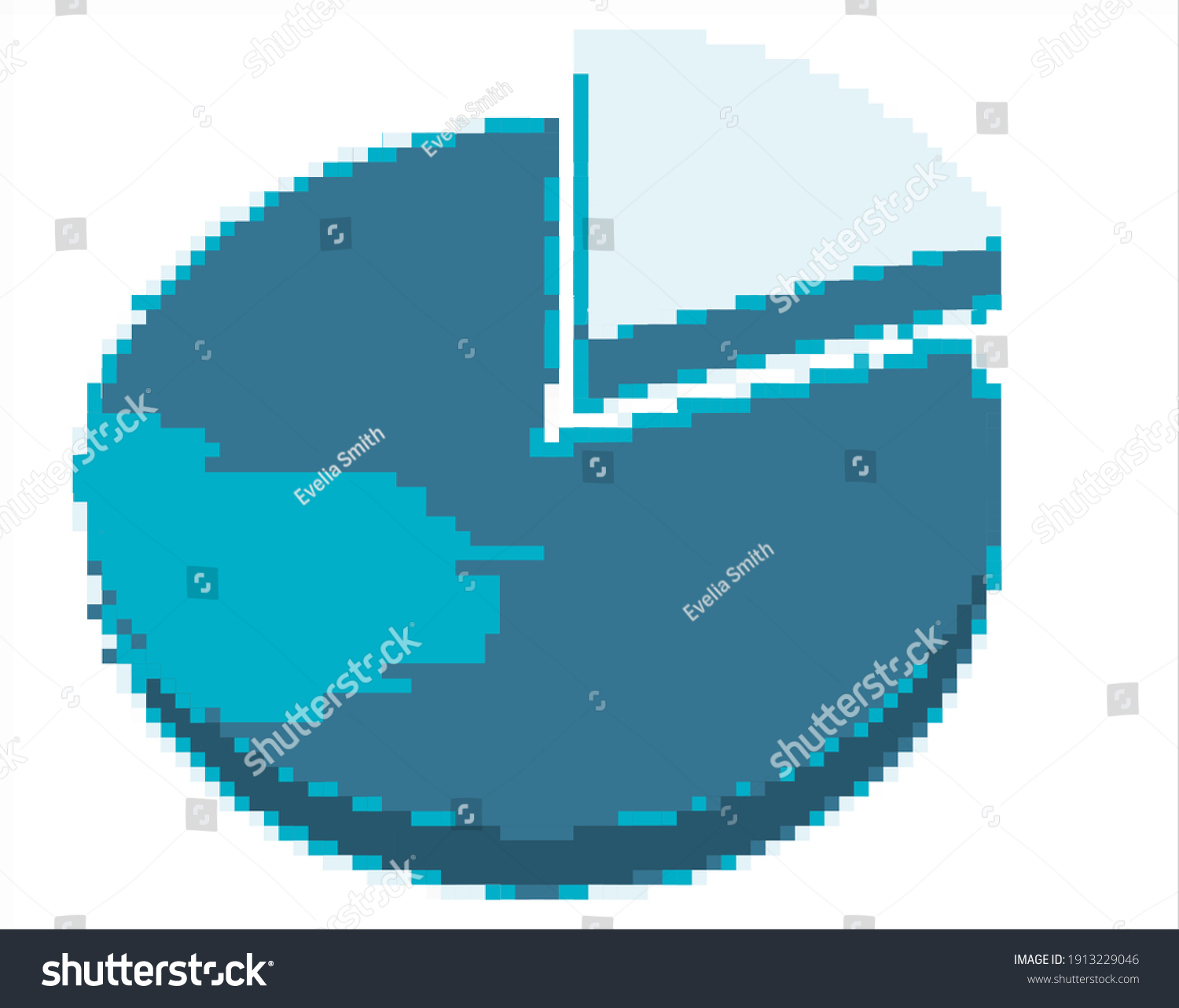 픽셀 아트의 다섯 번째 파이 차트, 스톡 일러스트 1913229046 Shutterstock