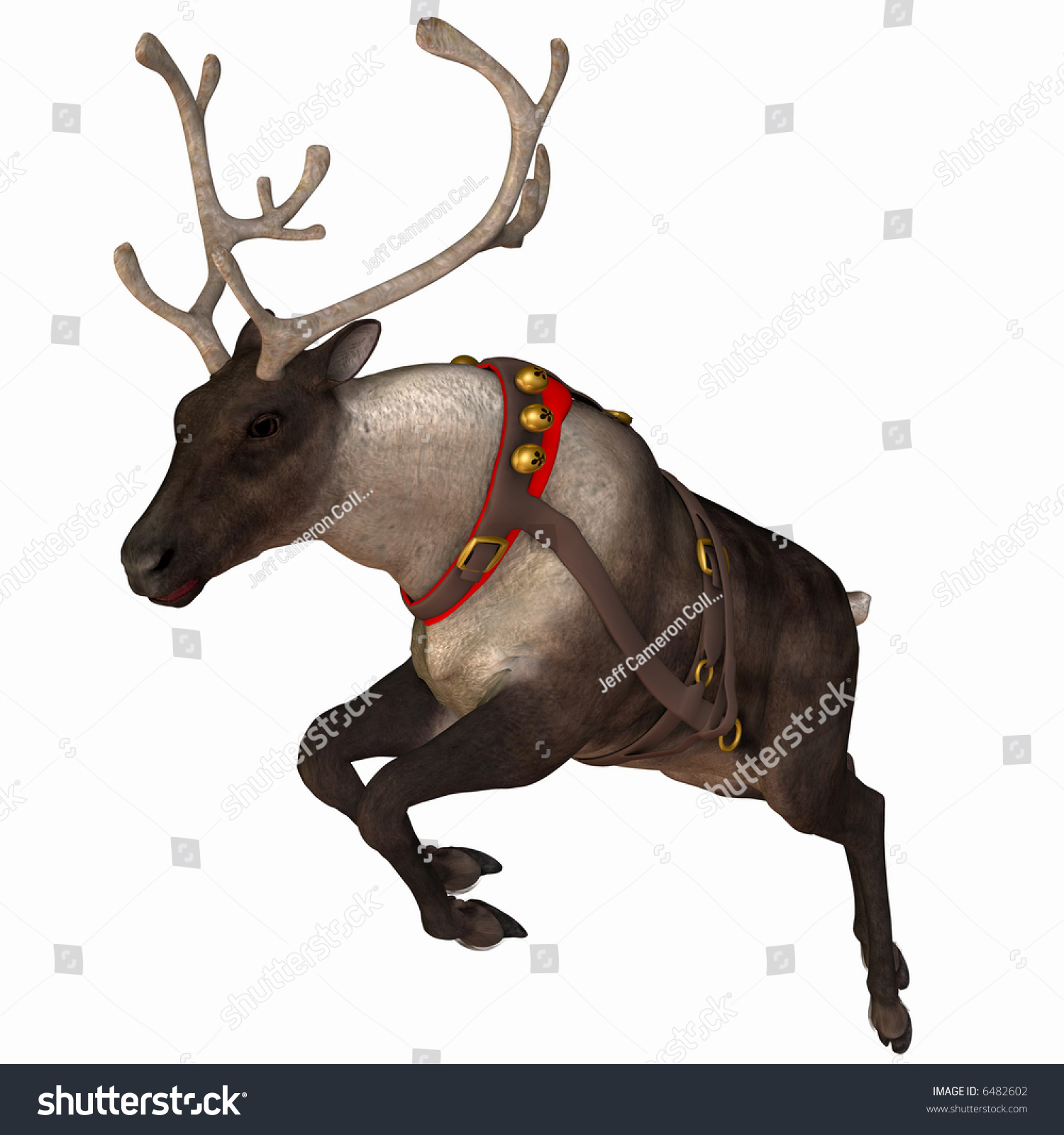 One Of Santa&#039;S Reindeer. Isolated On A White Background. Stock Photo 6482602 : Shutterstock