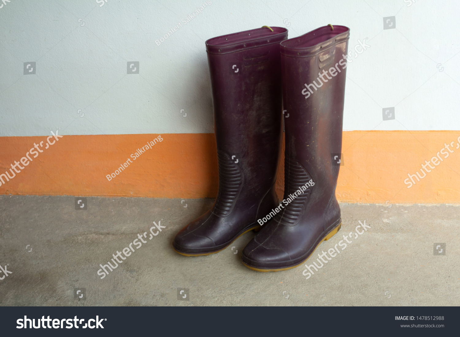one rubber boots