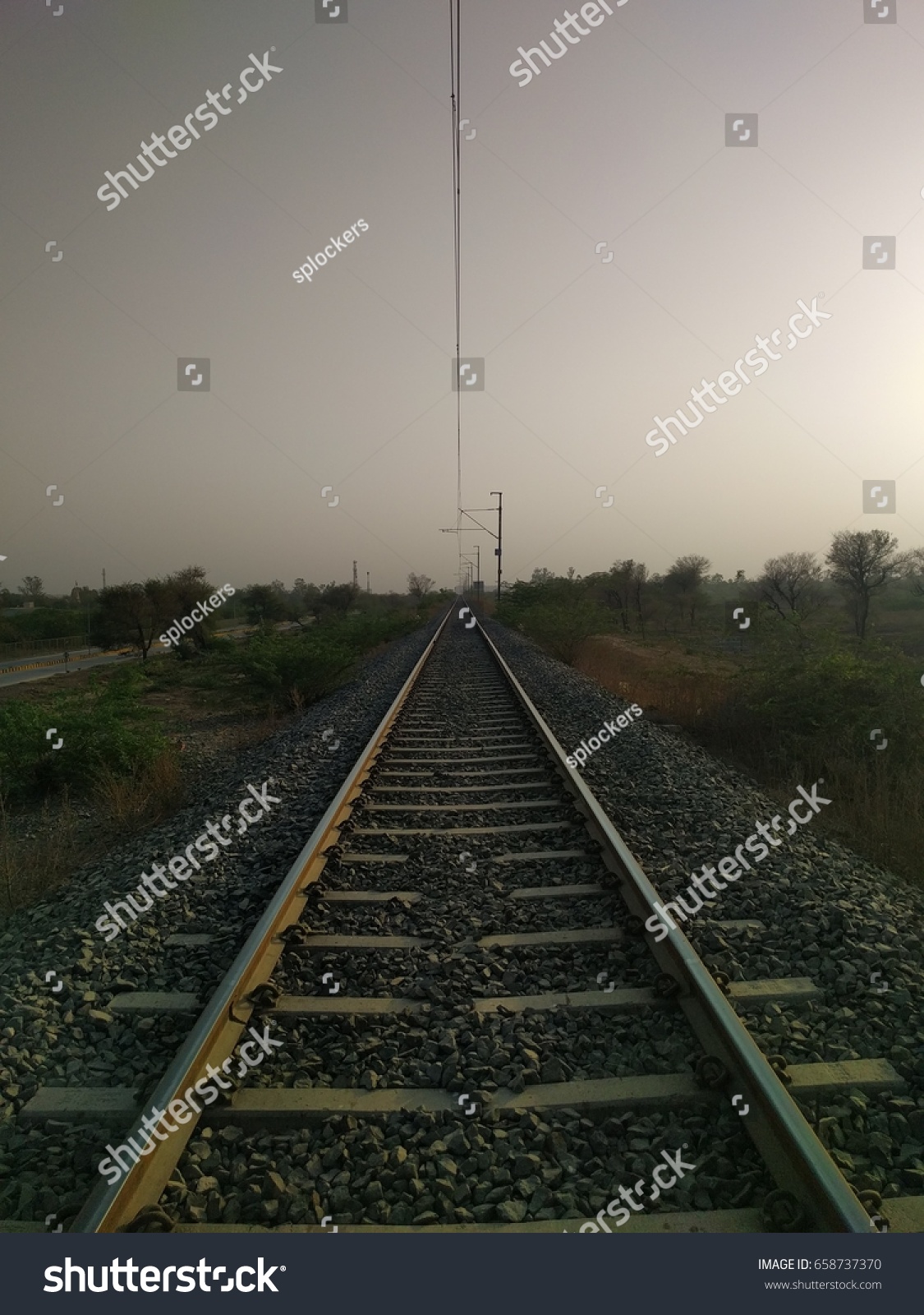 One Point Perspective Photo Railway Track Stock Photo (Edit Now) 658737370