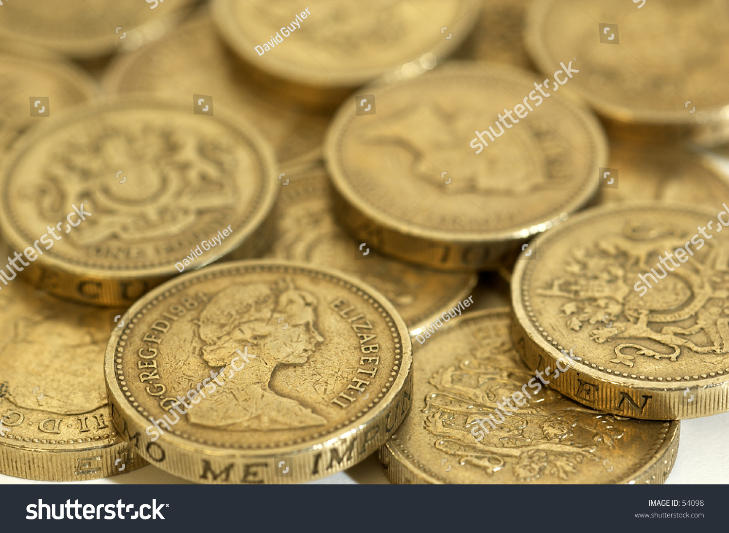 One Pound Coins Macro Stock Photo 54098 : Shutterstock