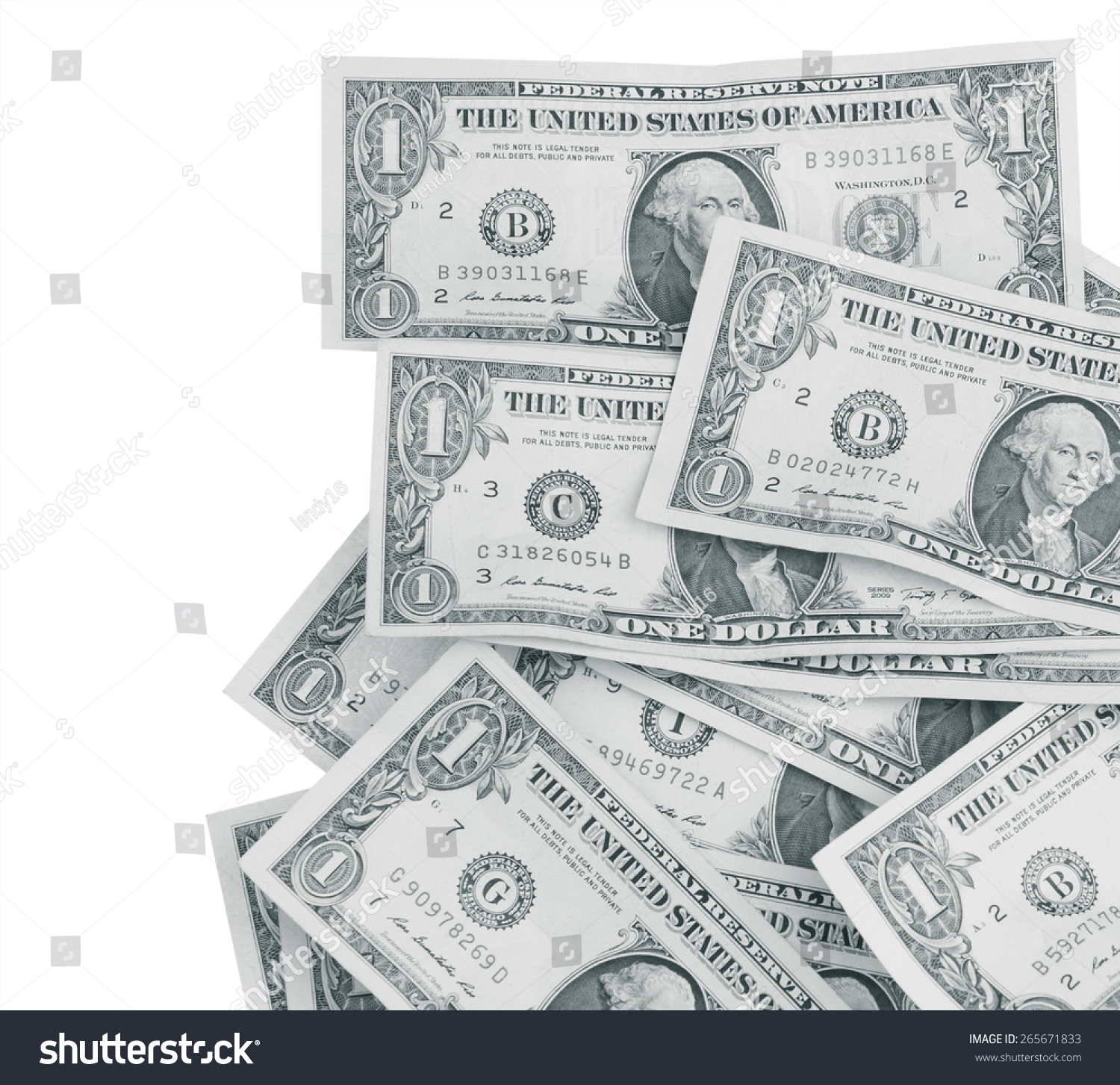 One Us Dollar Bill Black White Stock Photo (Edit Now) 265671833