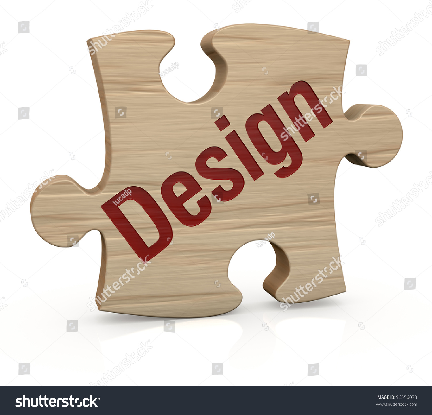 One Wooden Puzzle Piece Word Design Stock Illustration 96556078