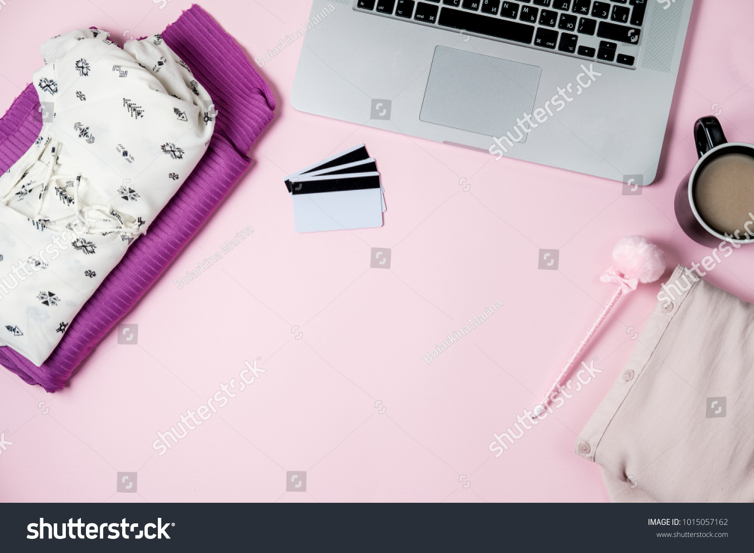 Online Shopping Background Computer Clothes Credit Stock Photo Edit Now
