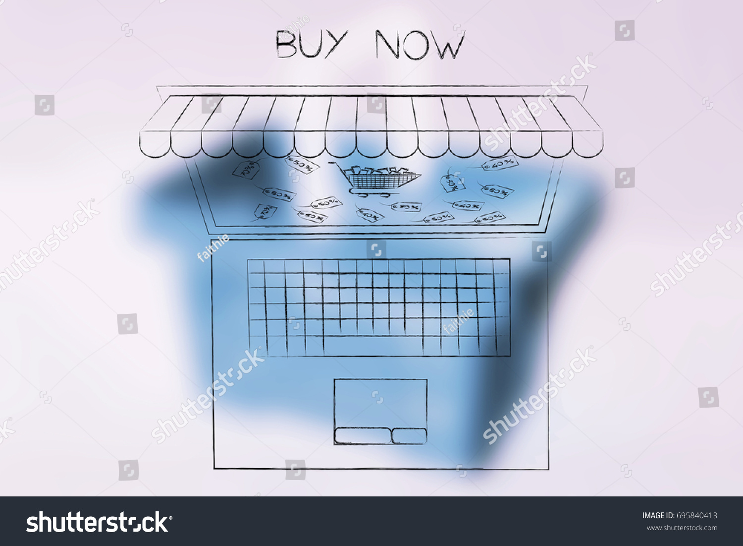 Online Shopping Sales Concept Laptop Shop Stock Illustration