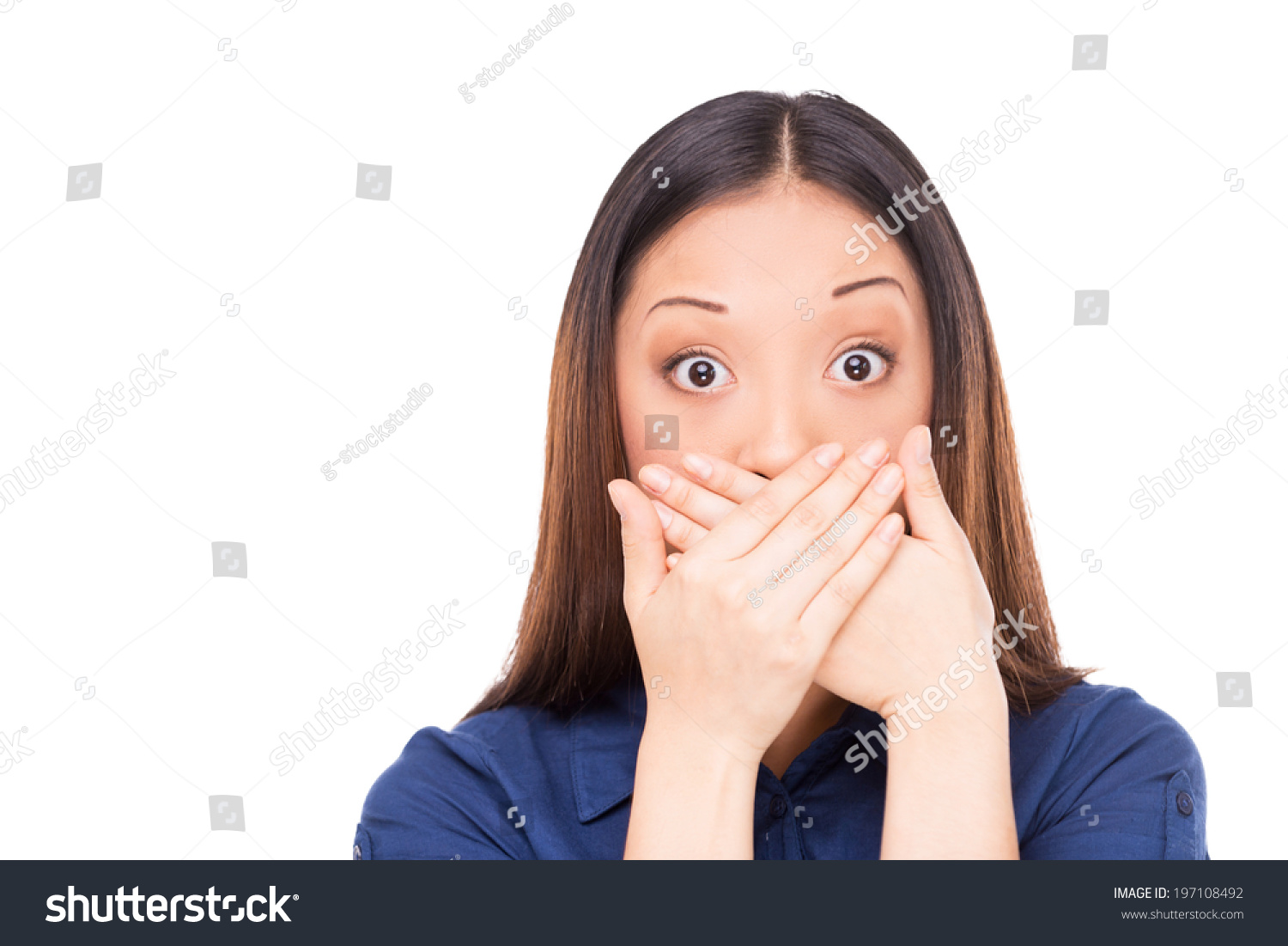 Oops Surprised Young Asian Woman Covering Stock Photo 197108492 ...