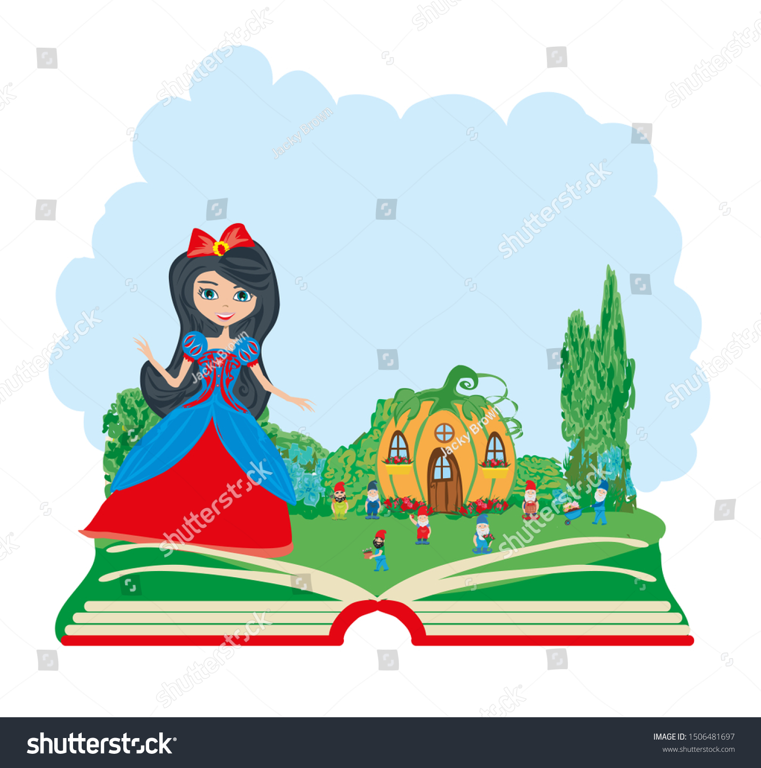 Open Book Illustration Fairy Tale Snow Stock Illustration