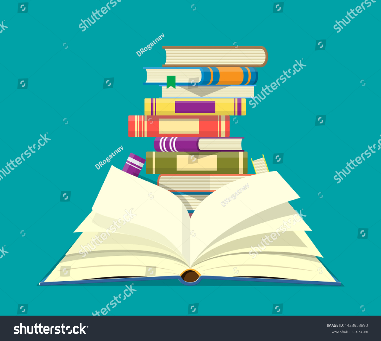 Open Book Upside Down Pages Pile Stock Illustration 1423953890 ...