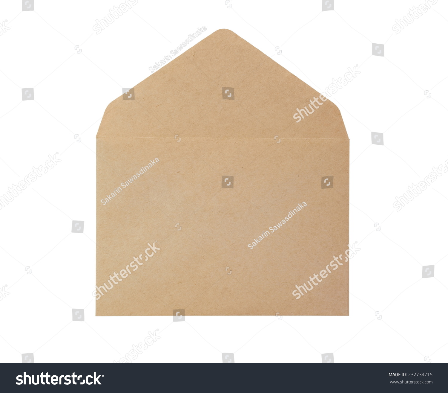 Open Brown Paper Envelope Isolated On White Background Stock Photo ...