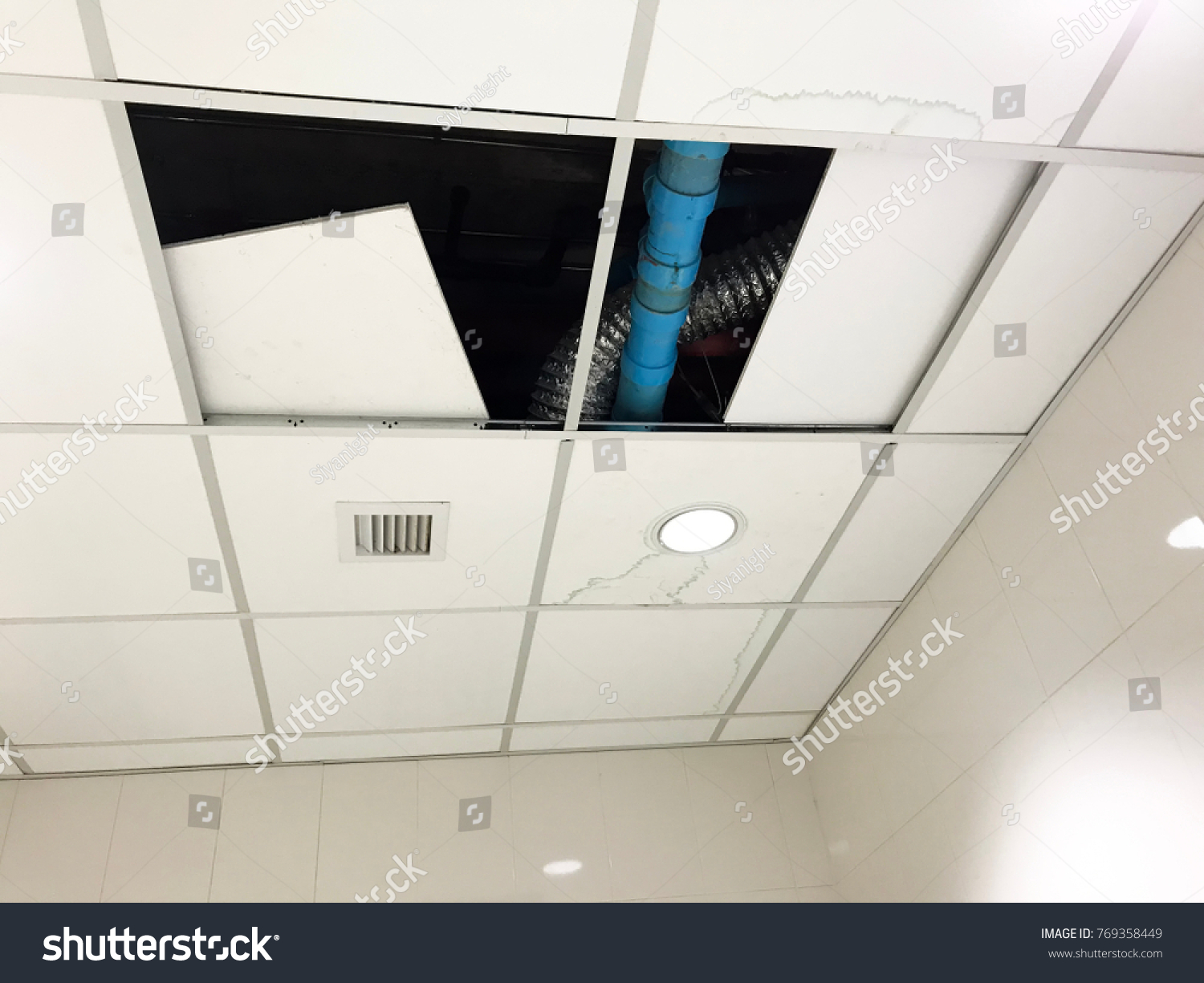 Open Ceiling Panels Roof Office Repair Stock Photo Edit Now