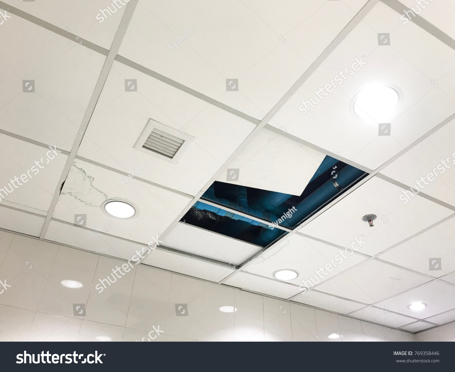 Open Ceiling Panels Roof Office Repair Stock Image Download Now