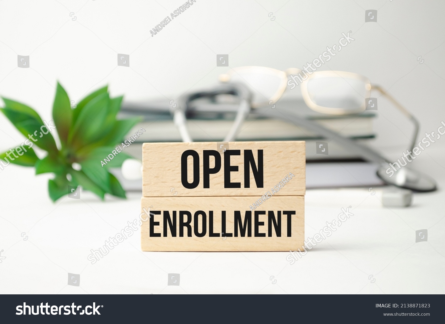 Open Enrollment Word Abstract Vintage Letterpress Stock Photo