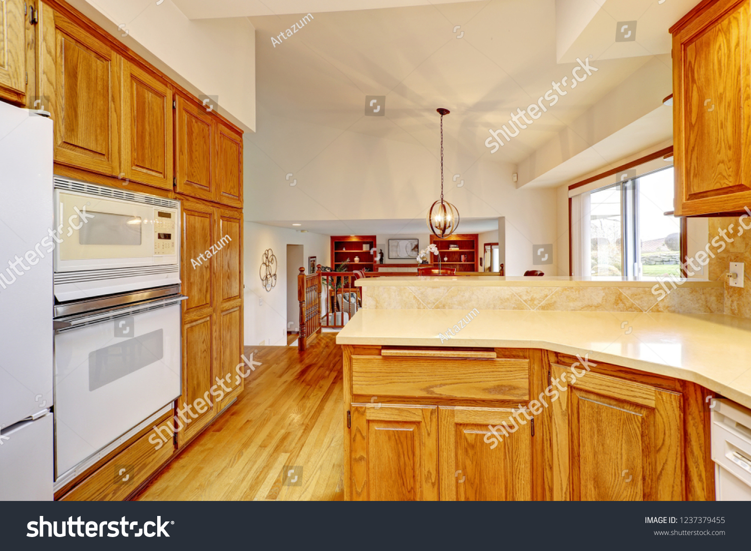 Open Large Kitchen Interior Vaulted Ceiling Stock Photo Edit Now
