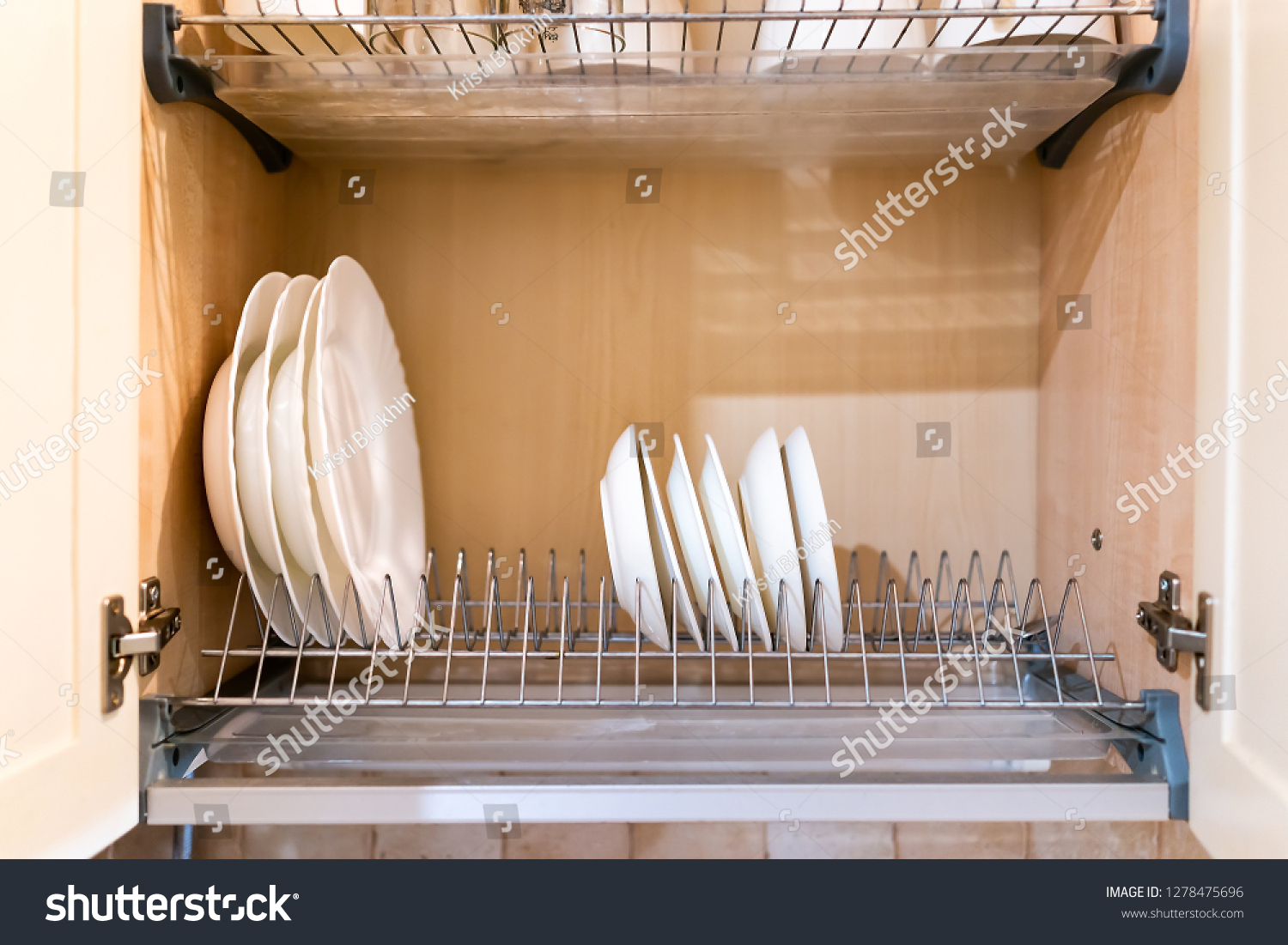 Download Open Light Yellow Wooden Kitchen Cabinet Objects Stock Image 1278475696 Yellowimages Mockups
