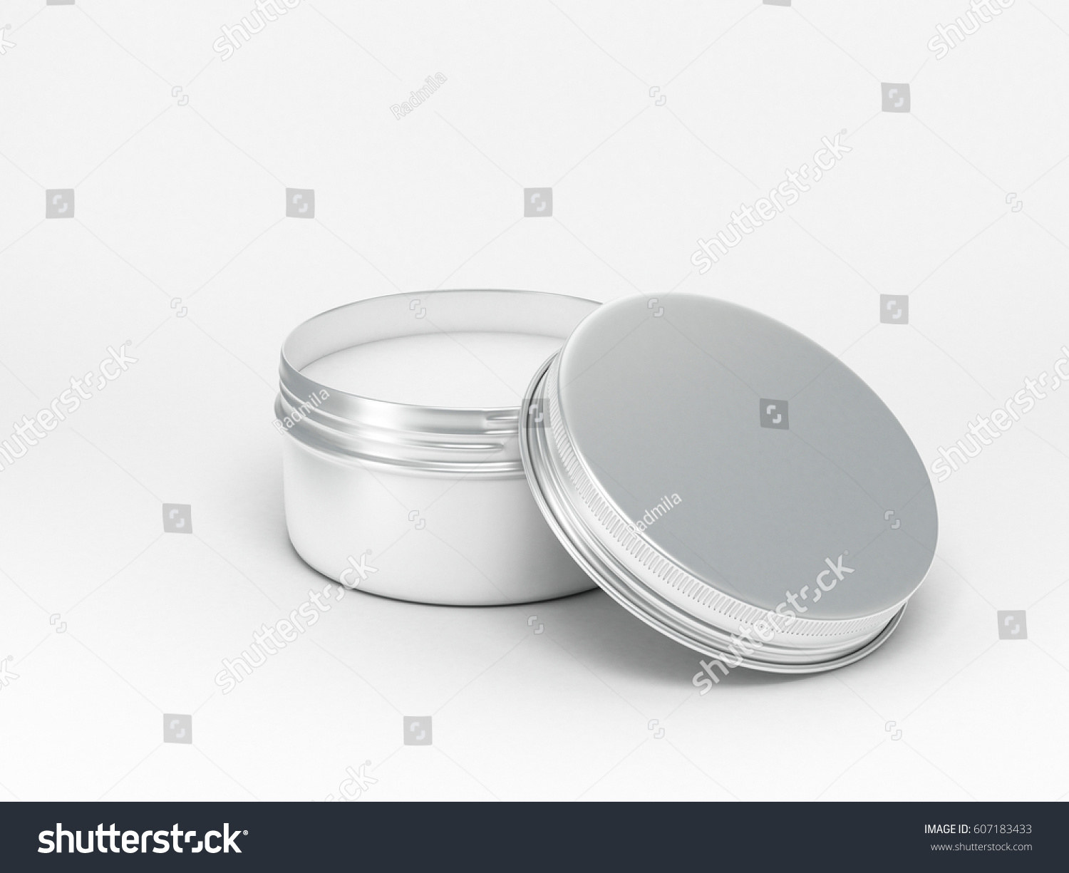 Download Open Metal Cosmetic Round Tin Can Stock Illustration 607183433