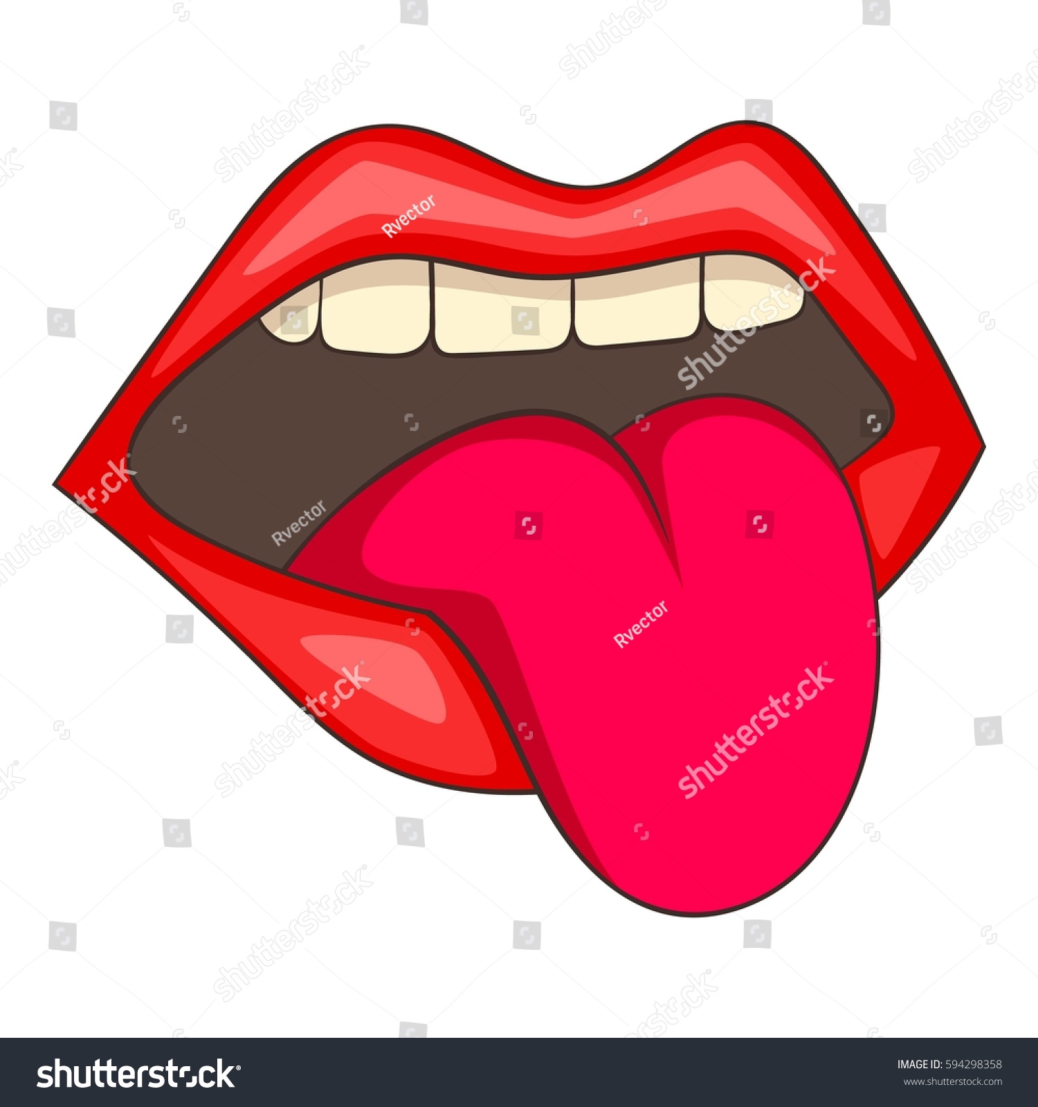 Open Mouth Red Female Lips Tongue Stock Illustration 594298358