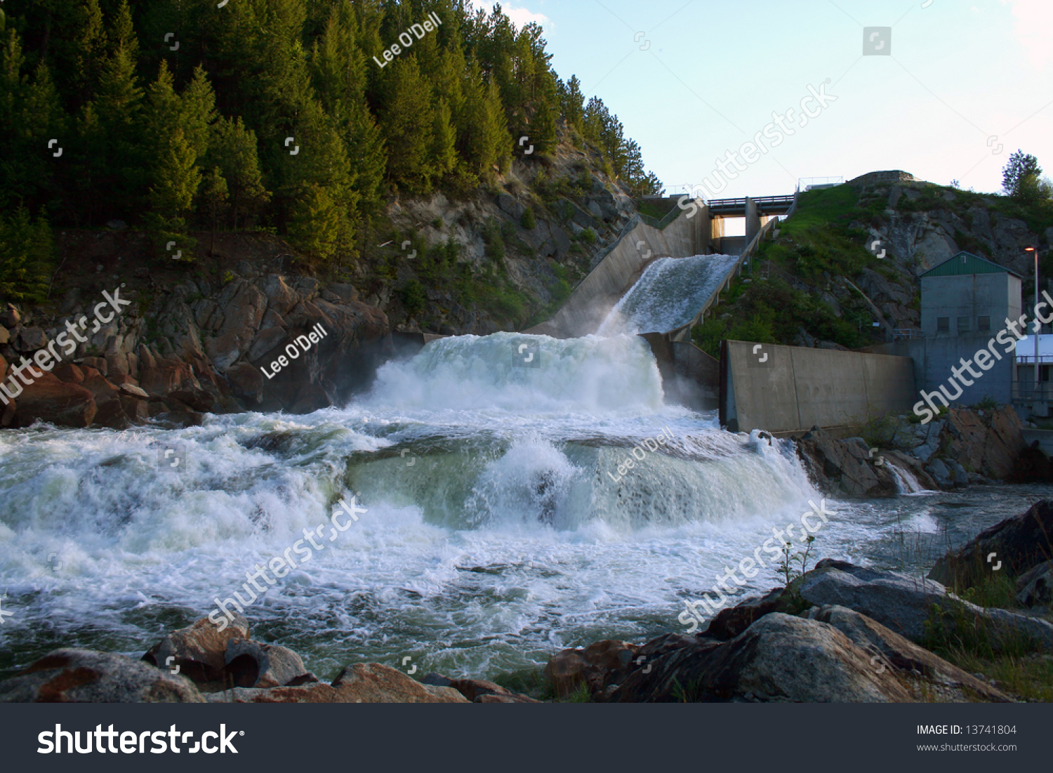 Open Spillway And Power Plant At Cascade Dam, Cascade Idaho Stock Photo ...