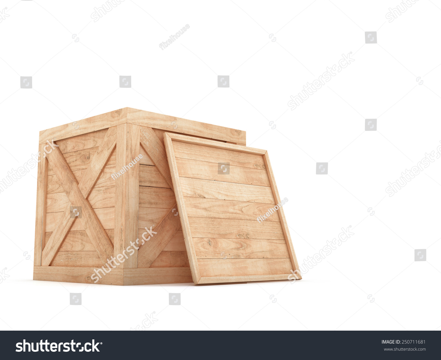 Open Wooden Crate 3d Illustration Isolated On White Background Open Wooden Crate 3d Illustration Isolated On White Background