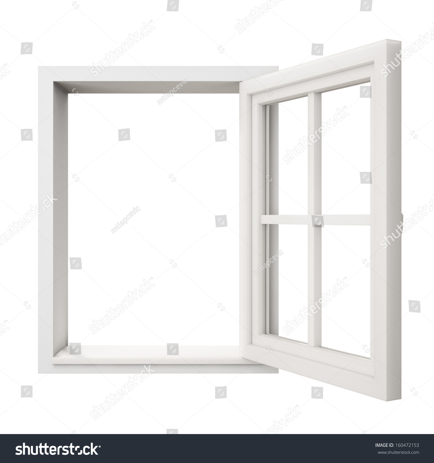 Opened Blank Window Frame Isolated On Stock Illustration 160472153 