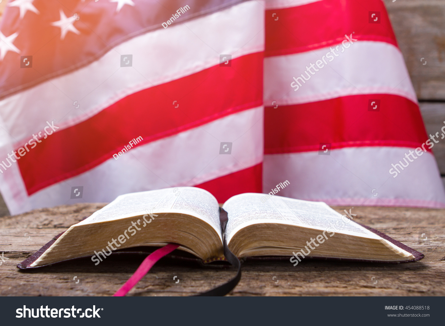 Opened Book Usa Flag Us Flag Stock Photo (Edit Now) 454088518