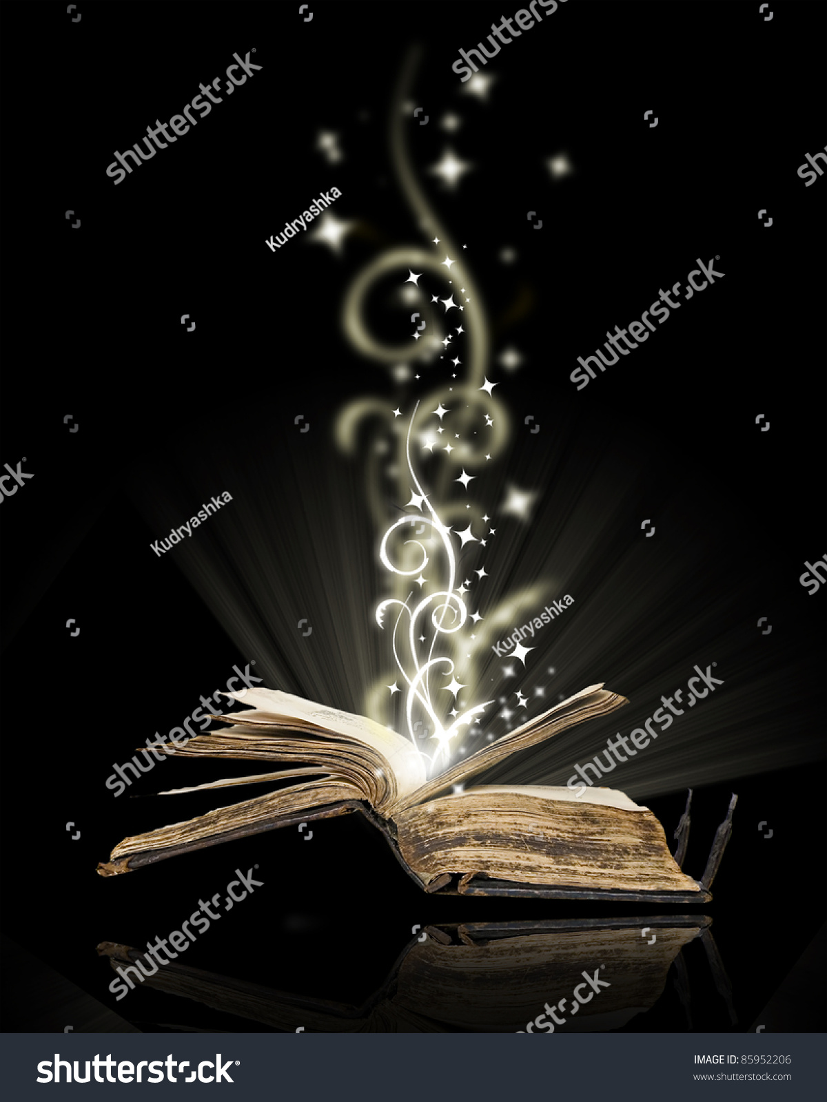 Opened Book Magic On Black Stock Photo 85952206 : Shutterstock