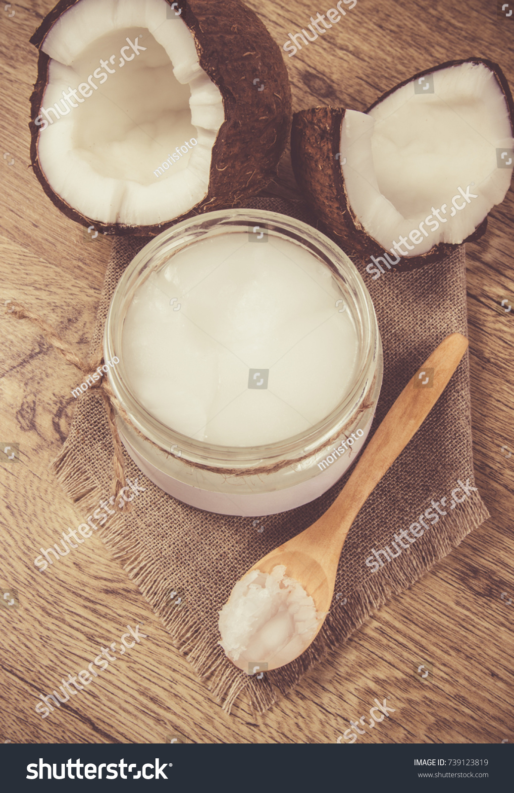 Download Opened Glass Jar Fresh Coconut Oil Stock Photo Edit Now 739123819 PSD Mockup Templates