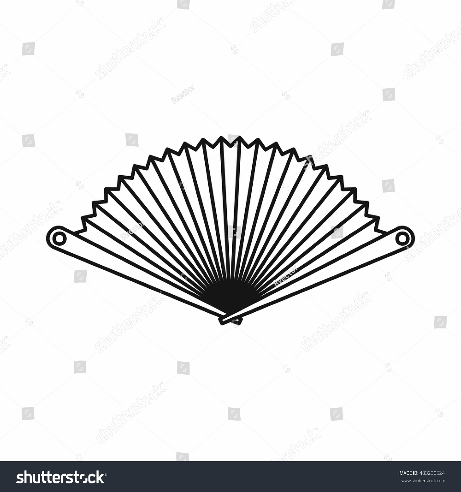 Opened Oriental Fan Icon Outline Style Stock Illustration 483230524