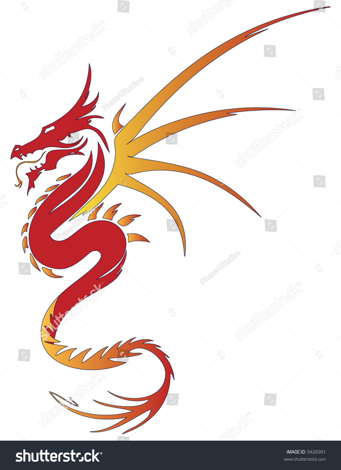 Orange Red Dragon On White Stock Illustration 9426901 - Shutterstock