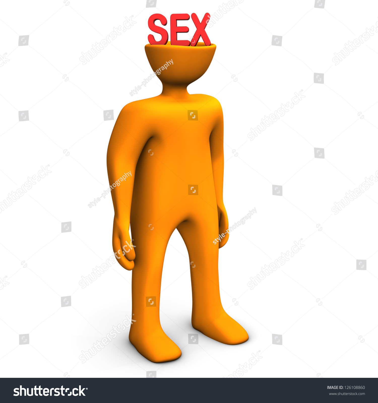 Orange Cartoon Character Has Sex Head 스톡 일러스트 126108860