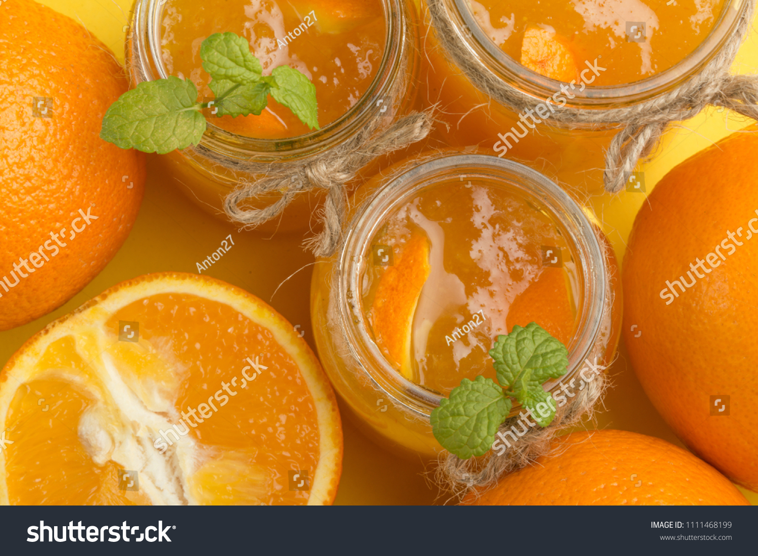 Download Orange Jam Glass Jar On Yellow Stock Photo Edit Now 1111468199 PSD Mockup Templates