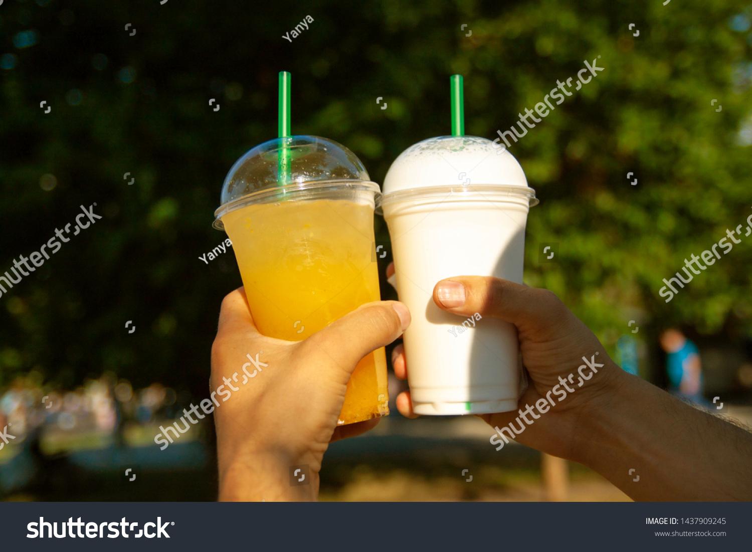 Orange Juice Milkshake Selective Focus Outdoors Stock Photo Edit Now 1437909245