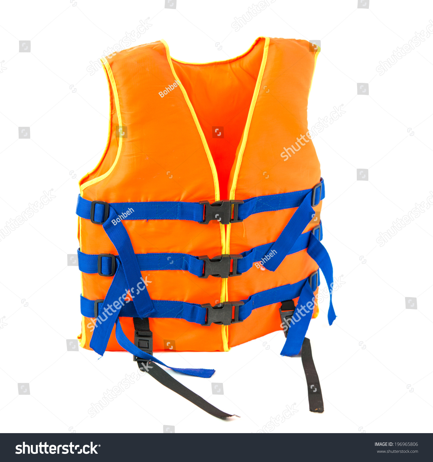 Orange Life Vest Jacket Isolated On White Background Stock Photo ...