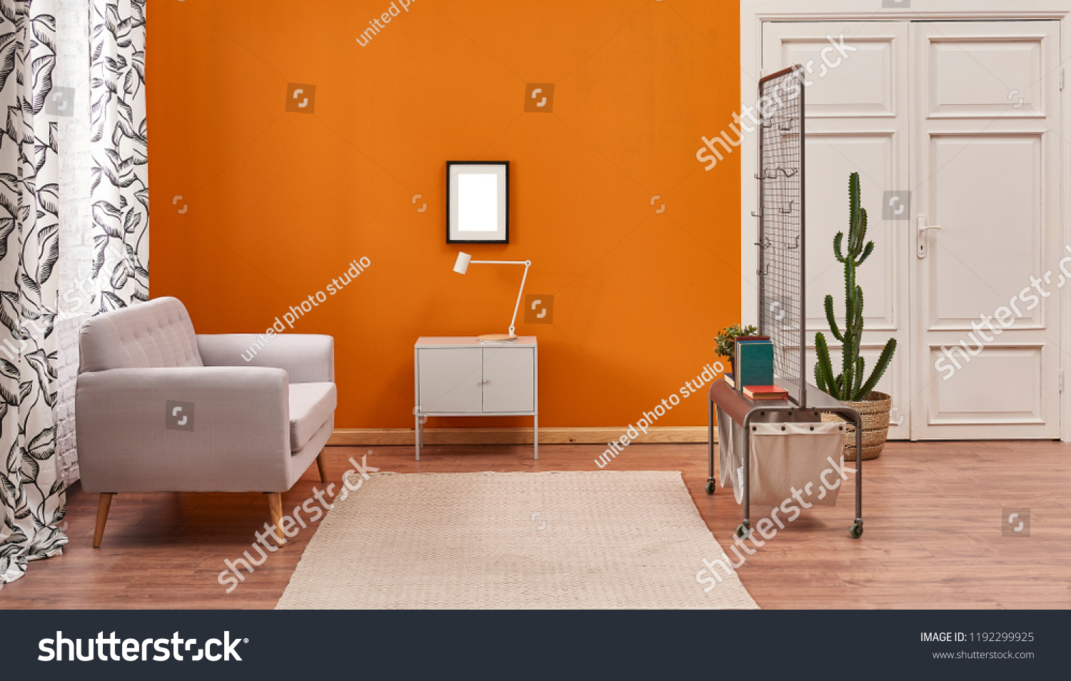 Orange Living Room Orange Wall Background Stock Photo Edit Now 1192299925