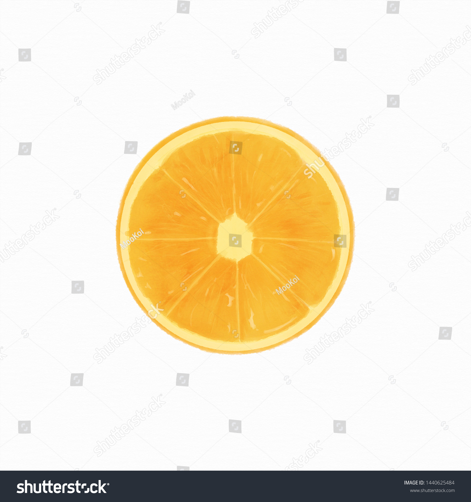 Orange Slice Drawing By Watercolor Illustration Stock Illustration