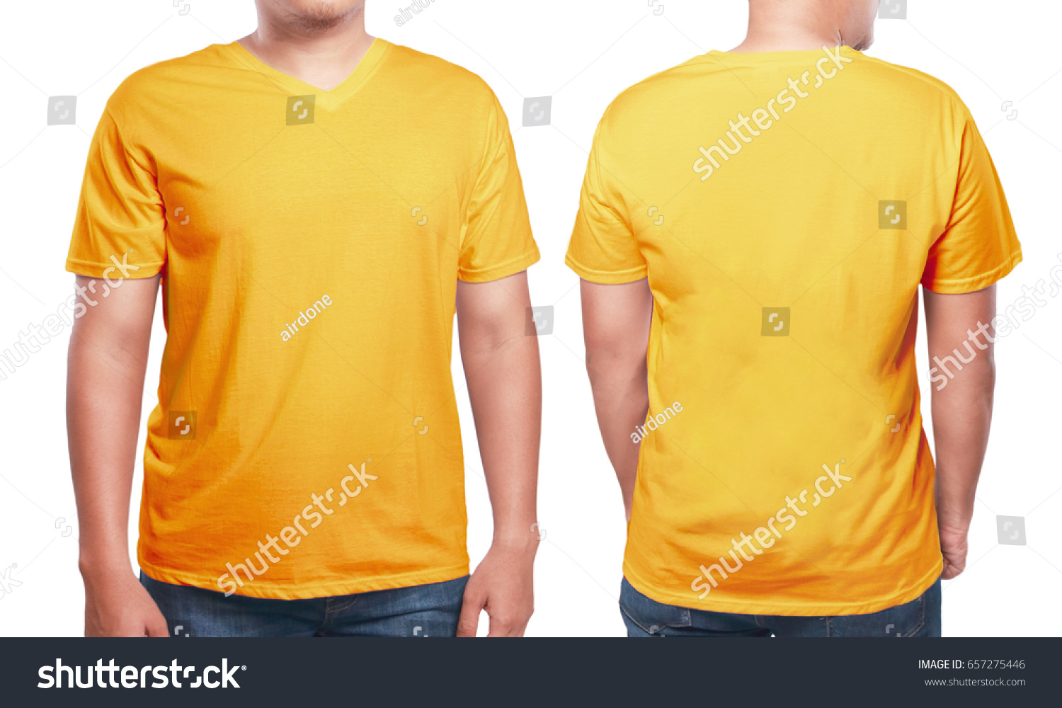 Orange Tshirt Mock Front Back View Stock Photo (Edit Now) 657275446