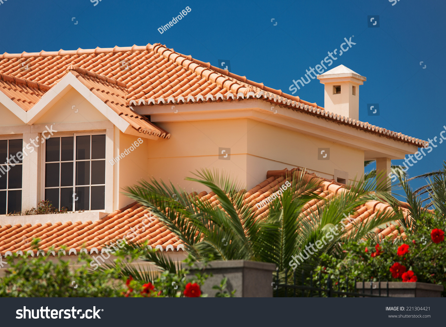 Orange Tiled Roof Of A Large House Stock Photo 221304421 