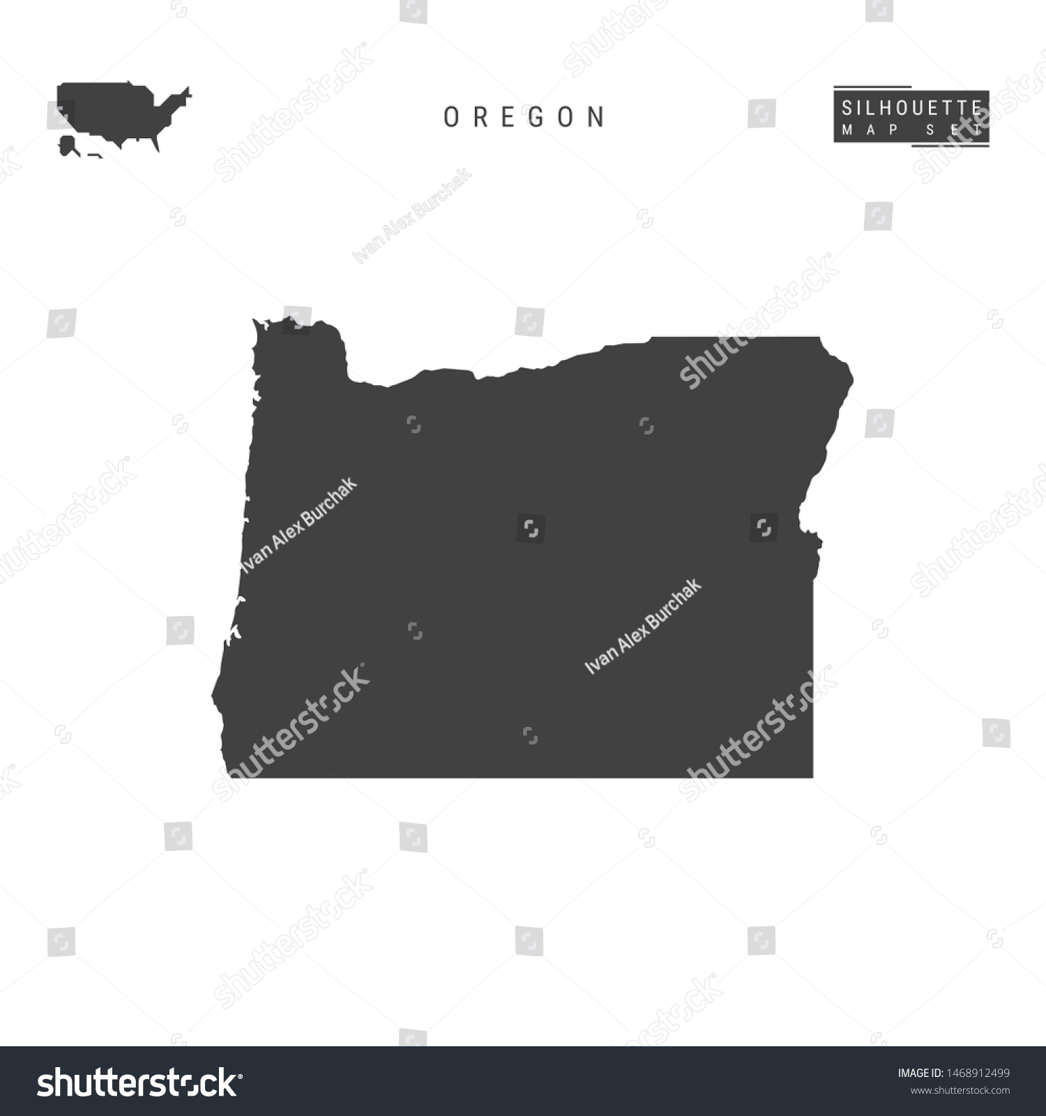 Oregon Us State Blank Map Isolated Stock Illustration 1468912499   Stock Photo Oregon Us State Blank Map Isolated On White Background High Detailed Black Silhouette Map Of 1468912499 