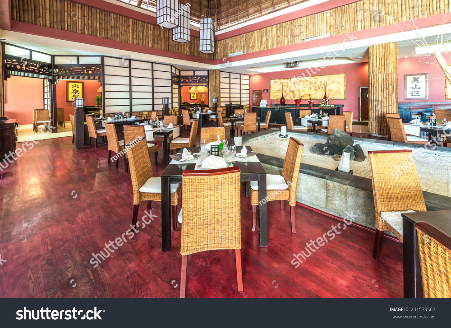 Oriental Style Interior Asian Japanese Restaurant Stock