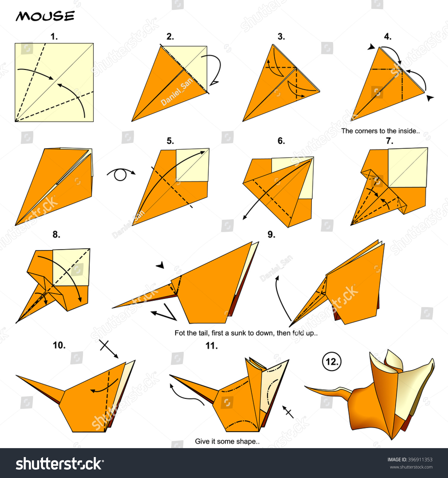 Origami Animal Rat Mouse Diagram Instructions Stock Illustration 396911353 Shutterstock
