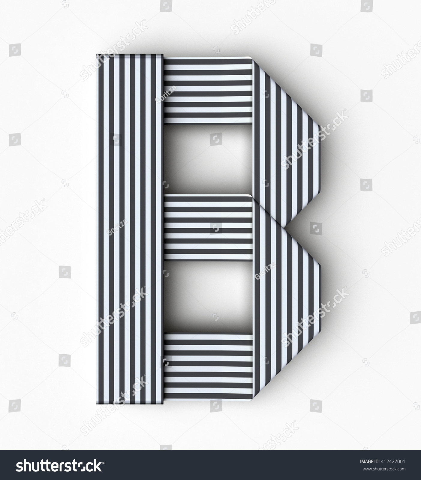 Origami Paper Font Letter B 3d Stock Illustration 412422001