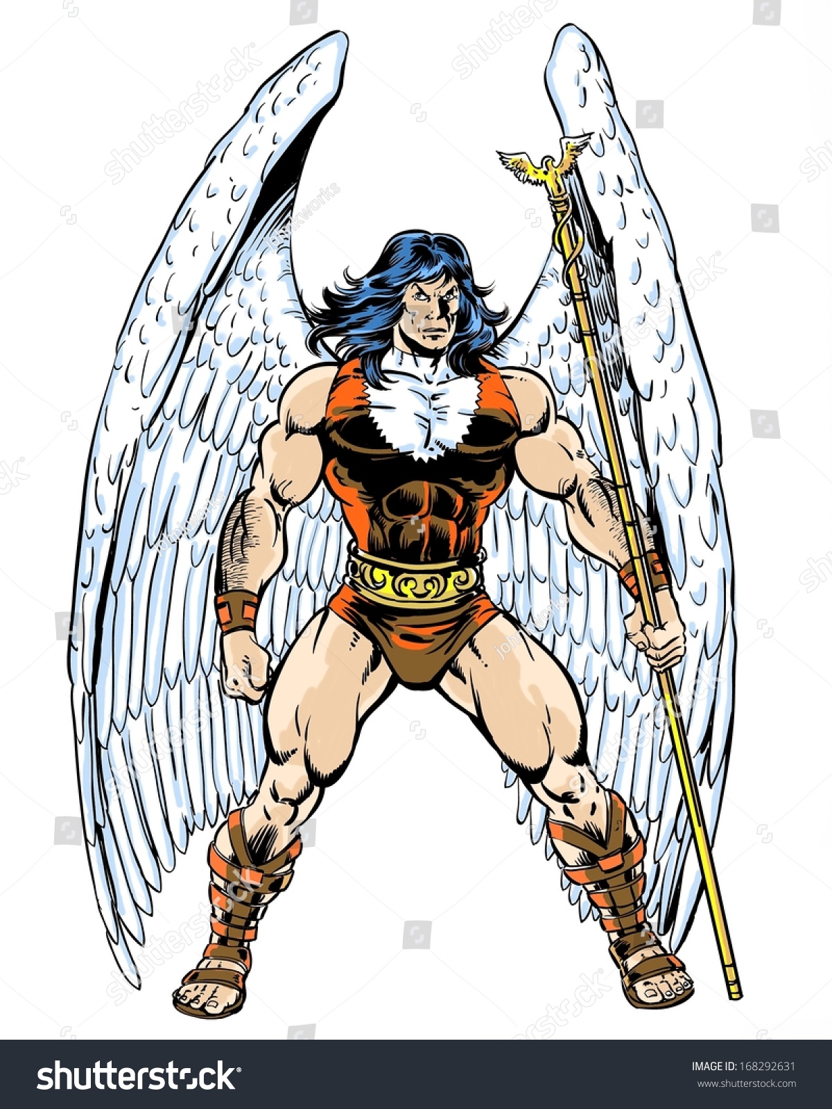 Original Comic Book Character Angel Holding Stock Illustration